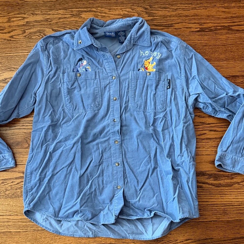 Disney Blue Button-Down Shirt with Winnie the Pooh Design